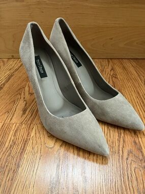 White House Black Market Taupe Suede Pointed-Toe Pumps